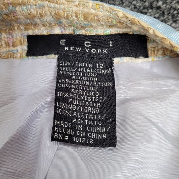 ECI beige boucle tweed blazer with blue trim  plazacore jacket M‎ - Picture 8 of 12